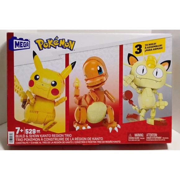MATTEL MEGA CONSTRUX POKEMON BUILD & SHOW KANTO REGION TRIO NIB NEW IN BOX - Picture 1 of 8